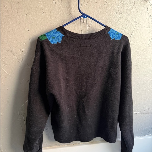 Maeve Black Sweater with Blue and Green Floral Design - Picture 2 of 3